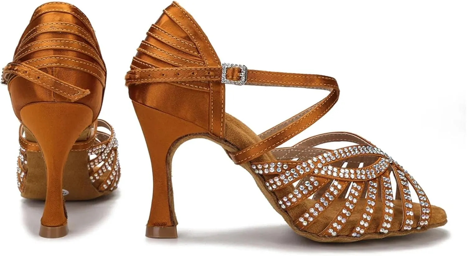 Women's Rhinestone Latin Dance Shoes - Tango Rumba Samba Wedding Party Sandals, 5CM/2Inch Heel Height