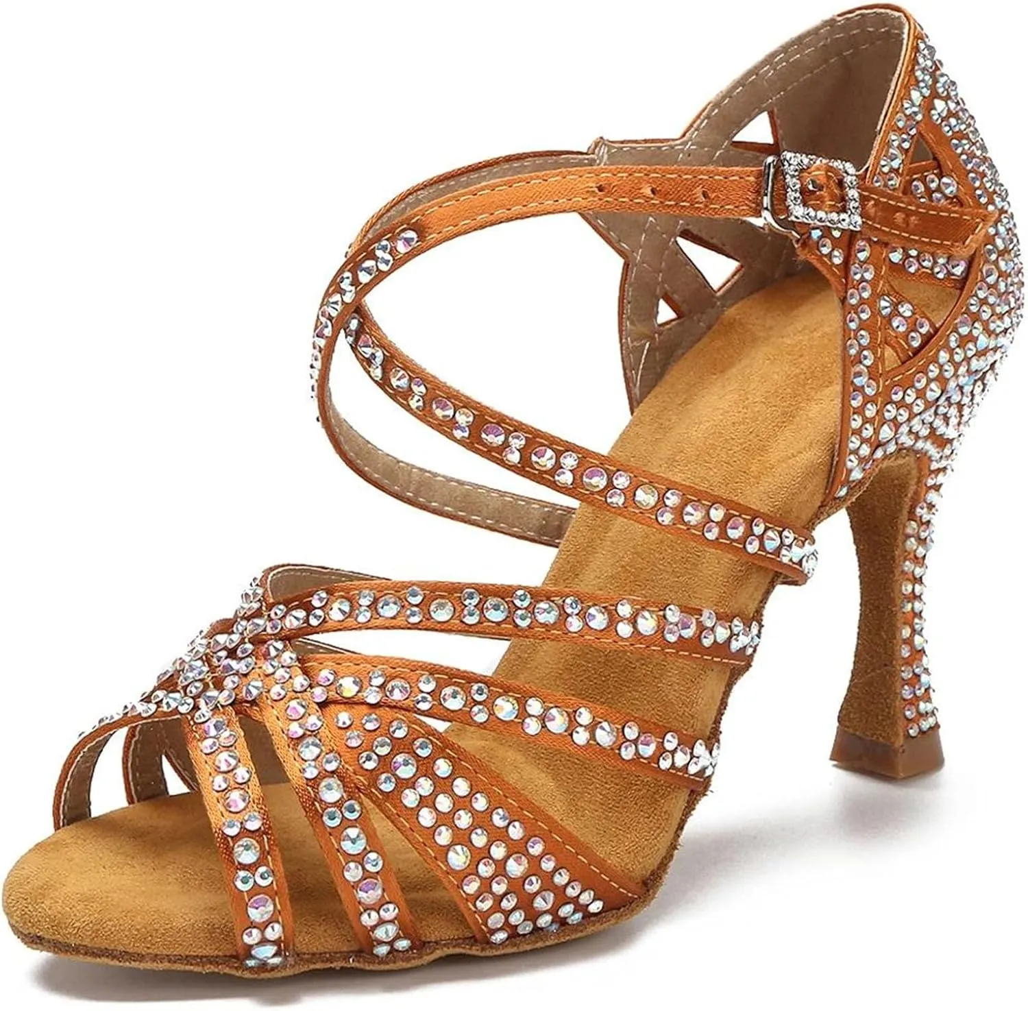 Women's Rhinestone Latin Dance Shoes - Tango Salsa Ballroom Soft Sole Wedding Sandals, 5CM/2Inch Heel Height