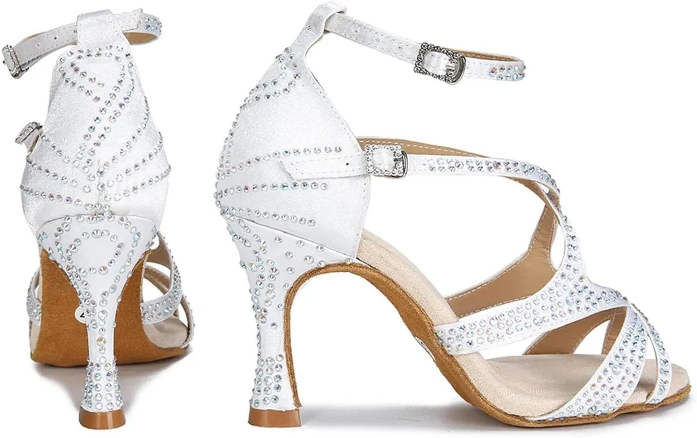 Women's Salsa Ballroom Dance Heels - Tango Chacha Latin Party Satin Sandals, 5CM/2Inch Heel Height