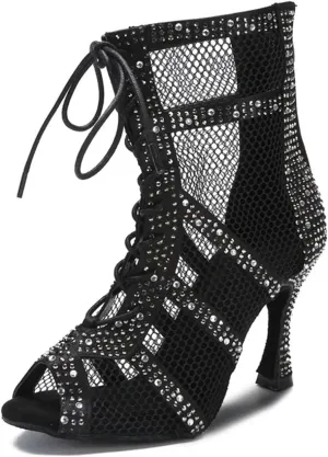 Women's Sexy Ballroom Dance Boots - Jazz Pole Dance Mesh High Heels, 5CM/2Inch Heel Height