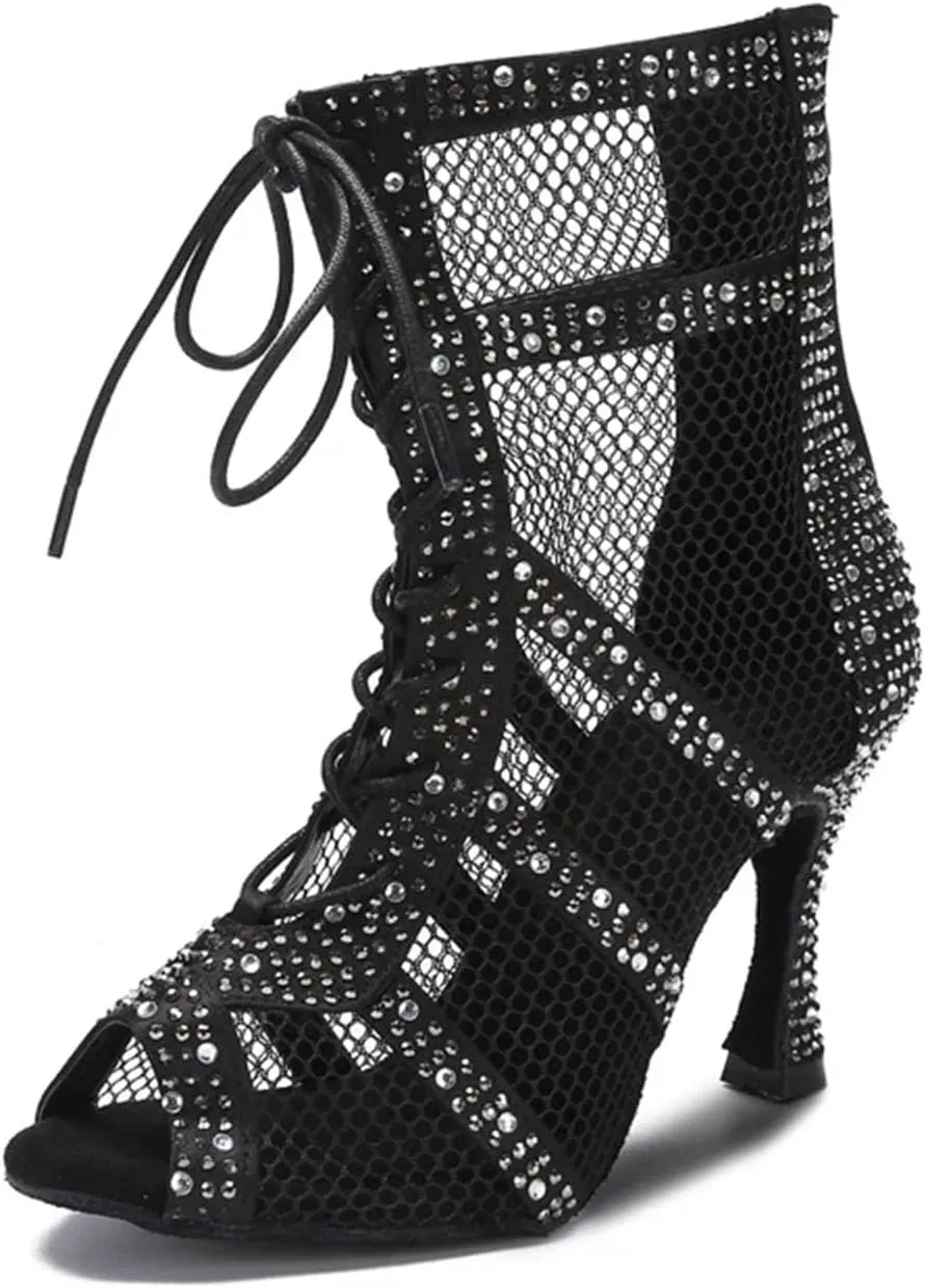 Women's Sexy Ballroom Dance Boots - Jazz Pole Dance Mesh High Heels, 5CM/2Inch Heel Height