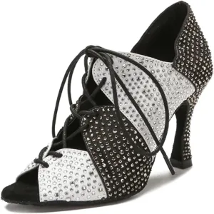 Women's Sexy Belly Dance Shoes - Pole Dance Soft Sole Rhinestone Heels, 5CM/2Inch Heel Height