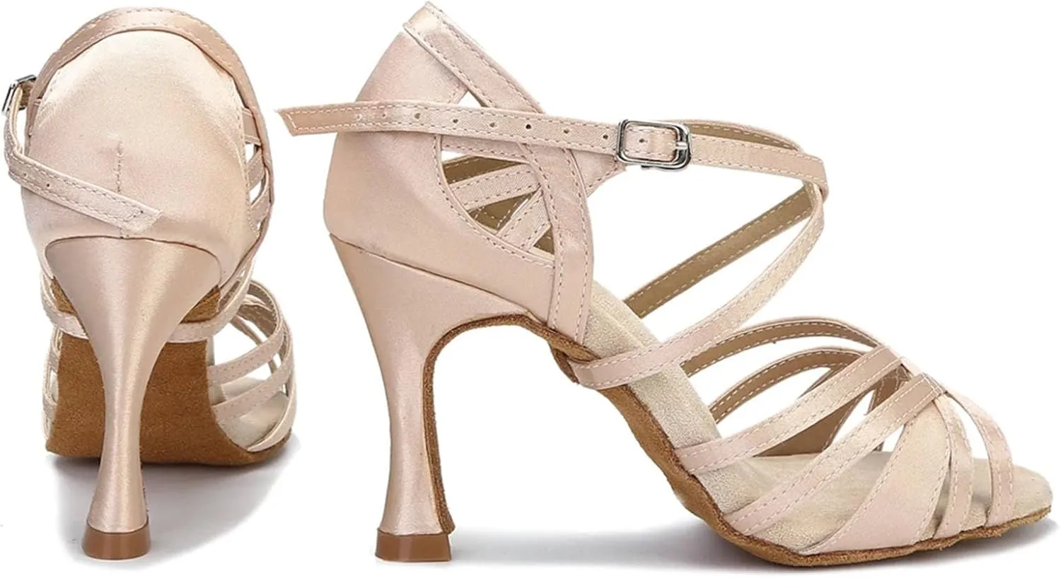 Women's Silk Satin Latin Dance Shoes - Tango Salsa Ballroom Professional Sneakers, 5CM/2Inch Heel Height