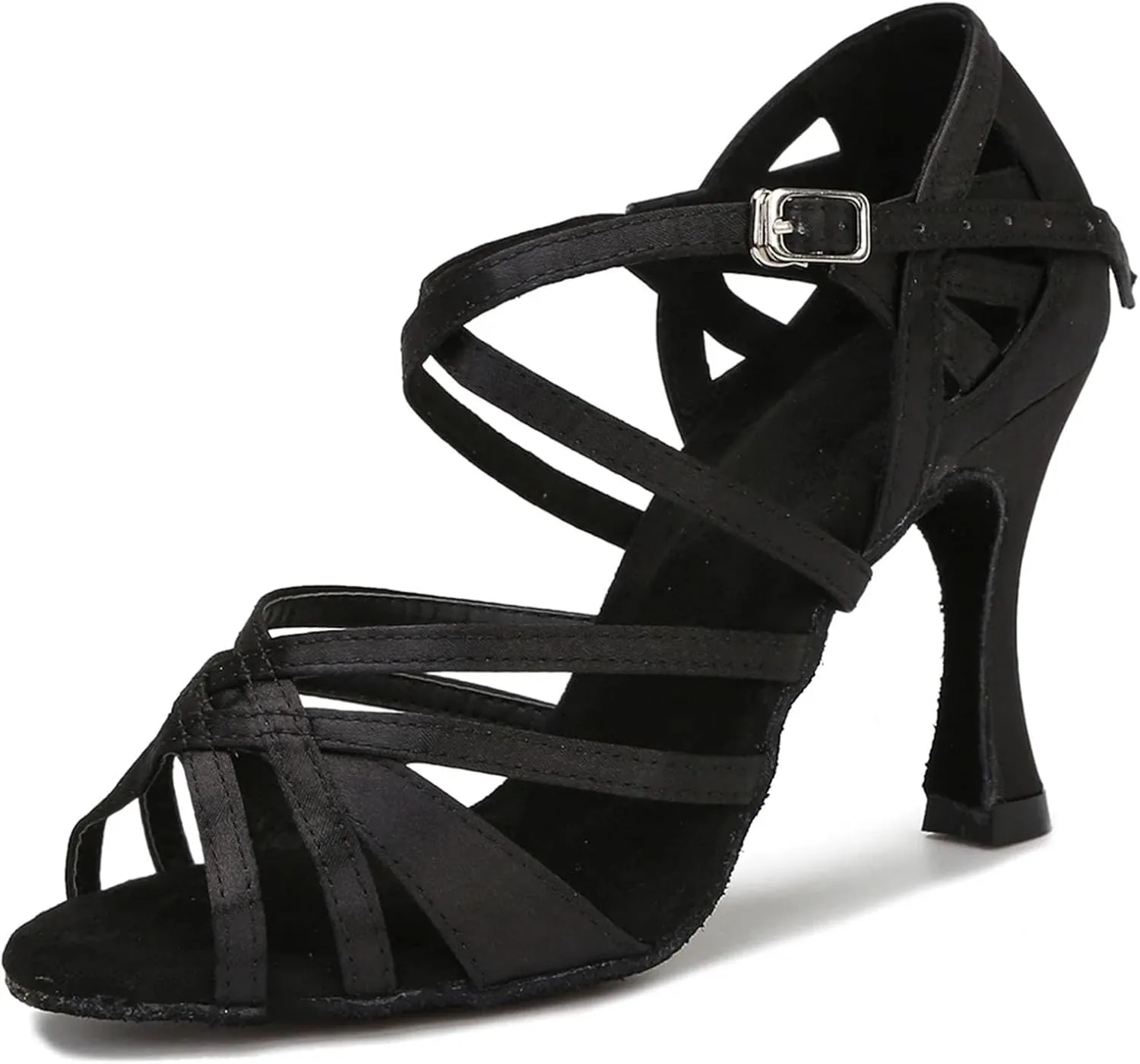 Women's Silk Satin Latin Dance Shoes - Tango Salsa Ballroom Professional Sneakers, 5CM/2Inch Heel Height