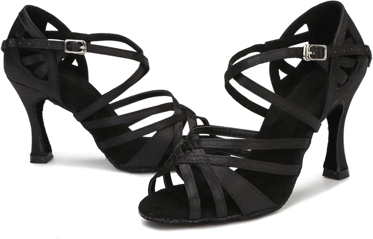 Women's Silk Satin Latin Dance Shoes - Tango Salsa Ballroom Professional Sneakers, 5CM/2Inch Heel Height