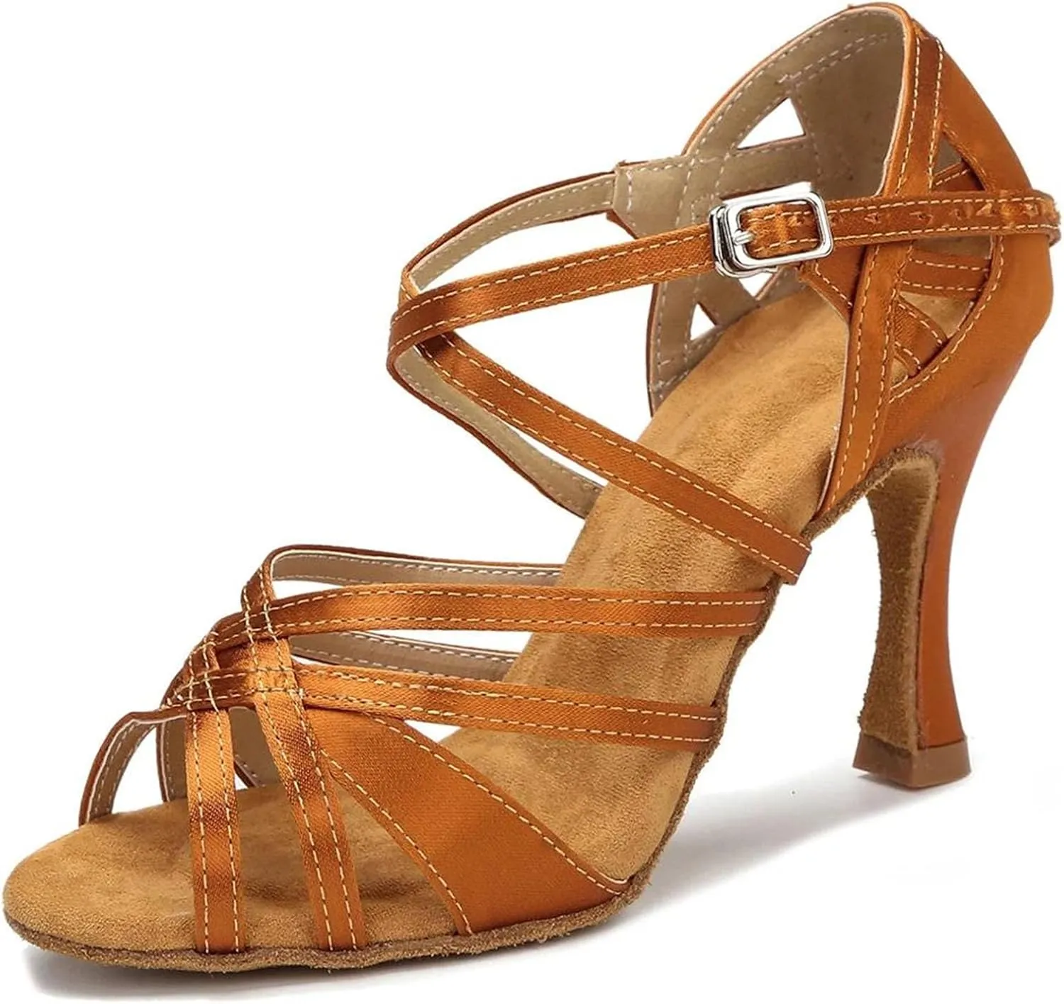 Women's Silk Satin Latin Dance Shoes - Tango Salsa Ballroom Professional Sneakers, 5CM/2Inch Heel Height