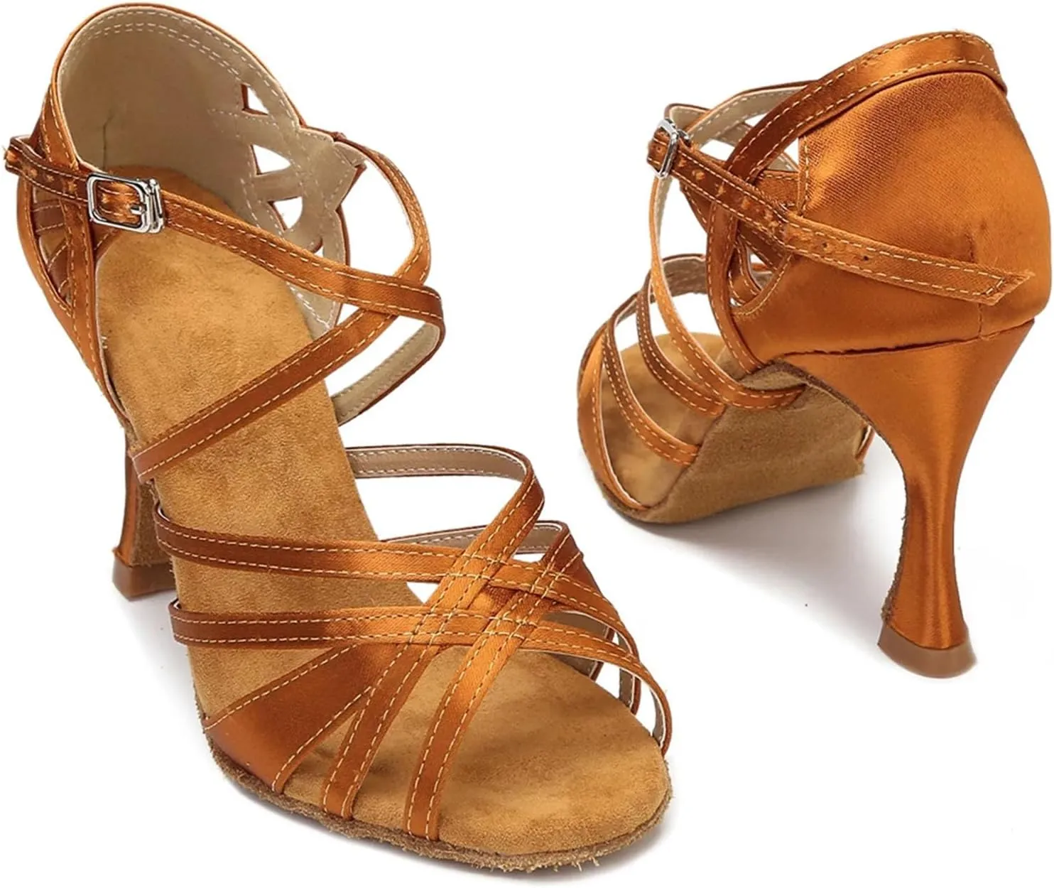 Women's Silk Satin Latin Dance Shoes - Tango Salsa Ballroom Professional Sneakers, 5CM/2Inch Heel Height
