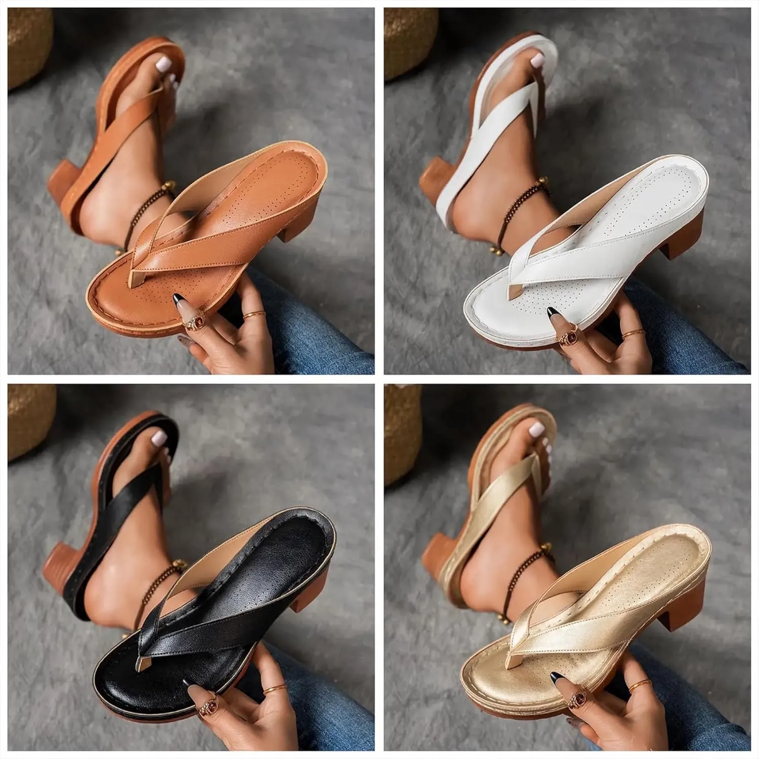 Women's Solid Color Summer Chunky Heel Sandals, Sandals for Women 2025 Heels, Summer Heels for Women