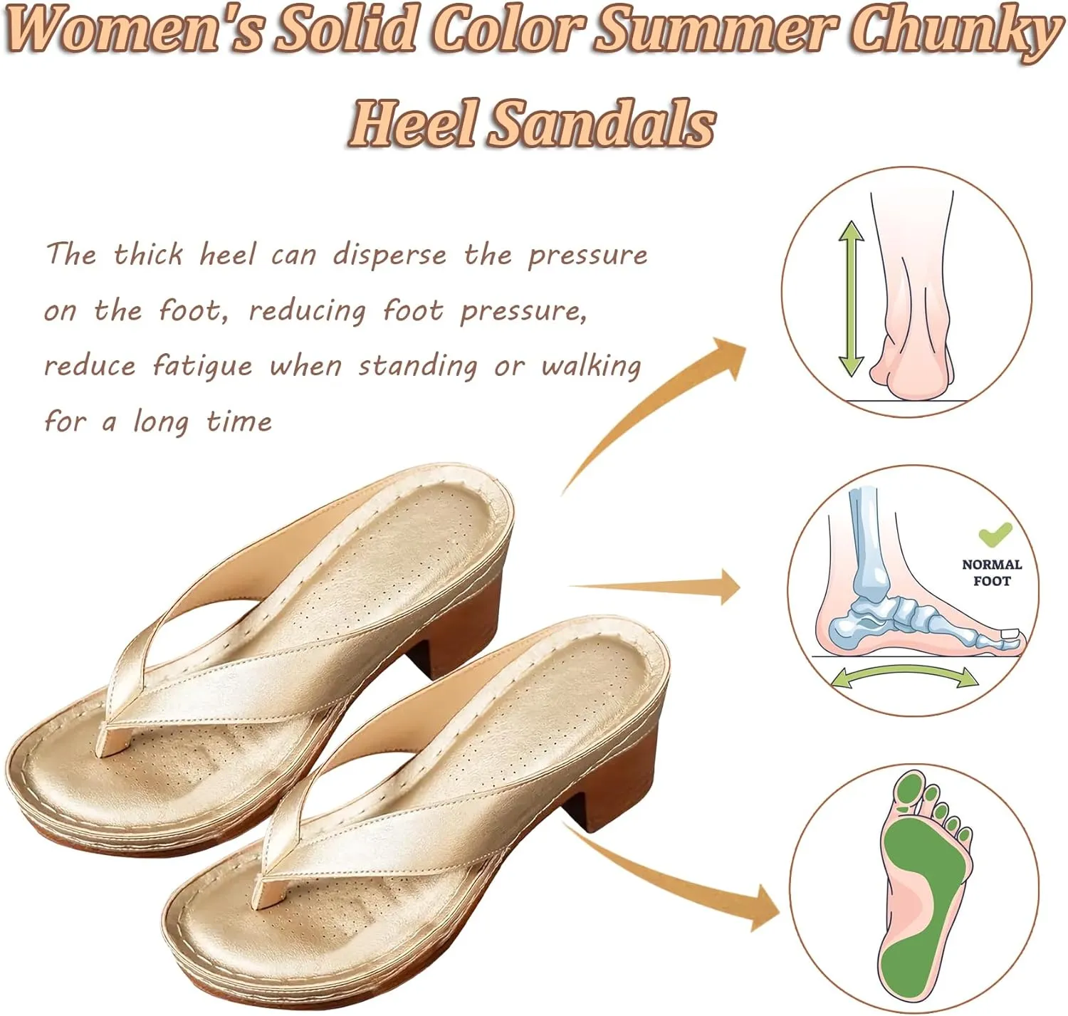Women's Solid Color Summer Chunky Heel Sandals, Sandals for Women 2025 Heels, Summer Heels for Women