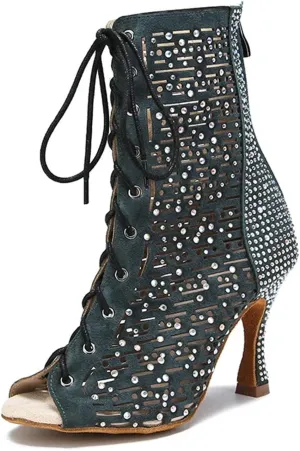 Women's Summer Latin Dance Boots - Sexy Ballroom Party Short Boots, 5CM/2Inch Heel Height