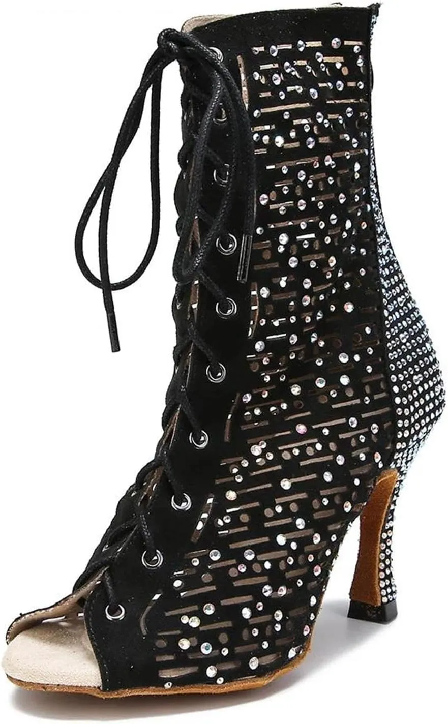 Women's Summer Latin Dance Boots - Sexy Ballroom Party Short Boots, 5CM/2Inch Heel Height