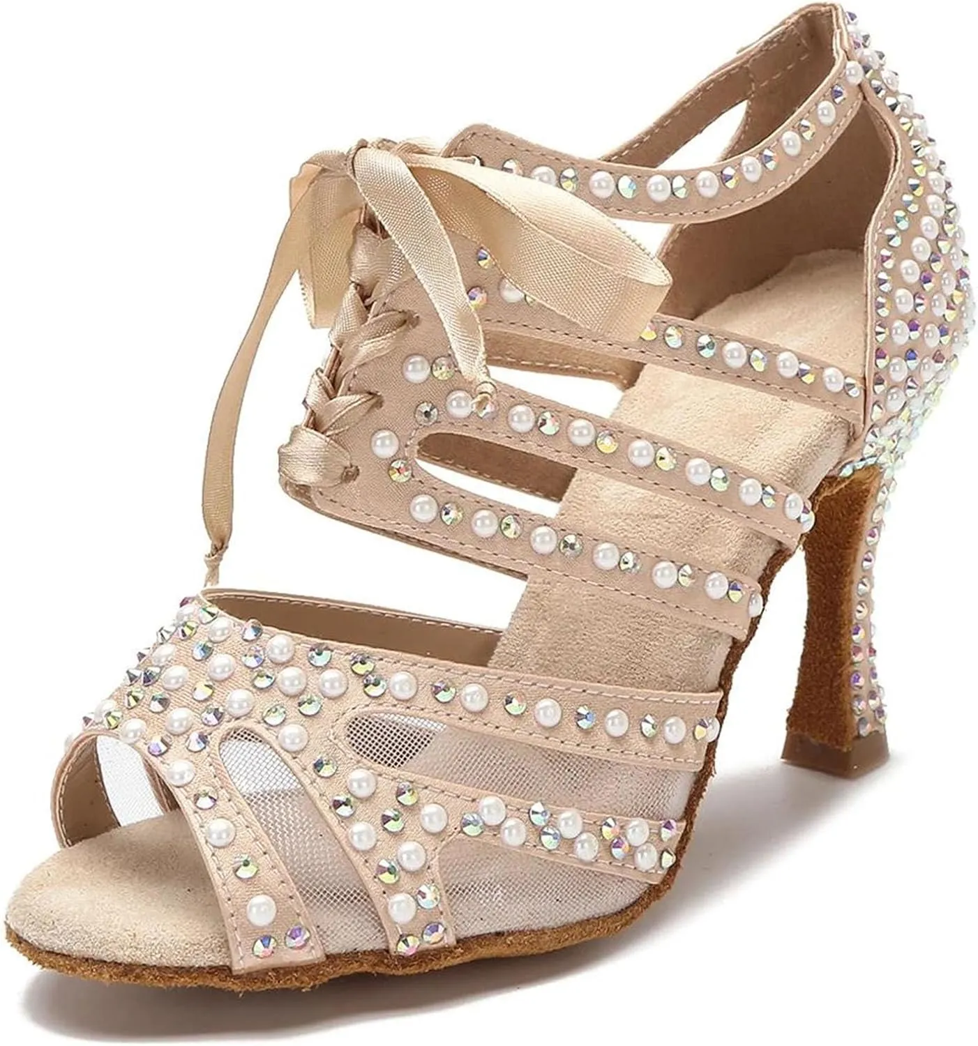 Women's Tango Rumba Latin Dance Shoes - Ballroom Soft Sole Wedding Sandals, 5CM/2Inch Heel Height