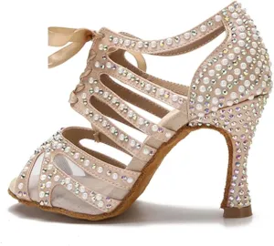 Women's Tango Rumba Latin Dance Shoes - Ballroom Soft Sole Wedding Sandals, 5CM/2Inch Heel Height