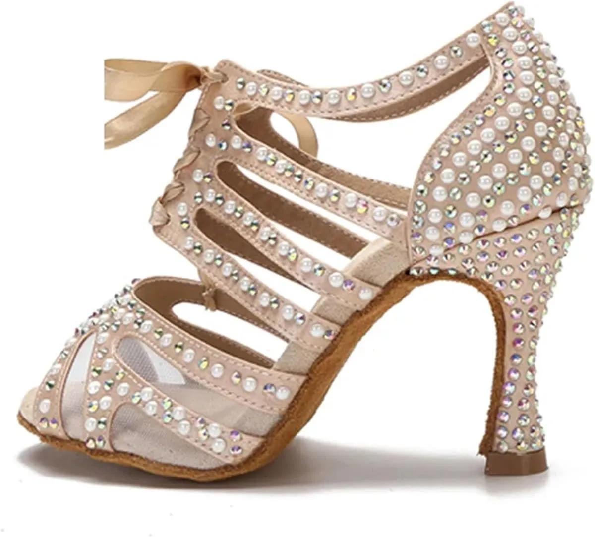 Women's Tango Rumba Latin Dance Shoes - Ballroom Soft Sole Wedding Sandals, 5CM/2Inch Heel Height