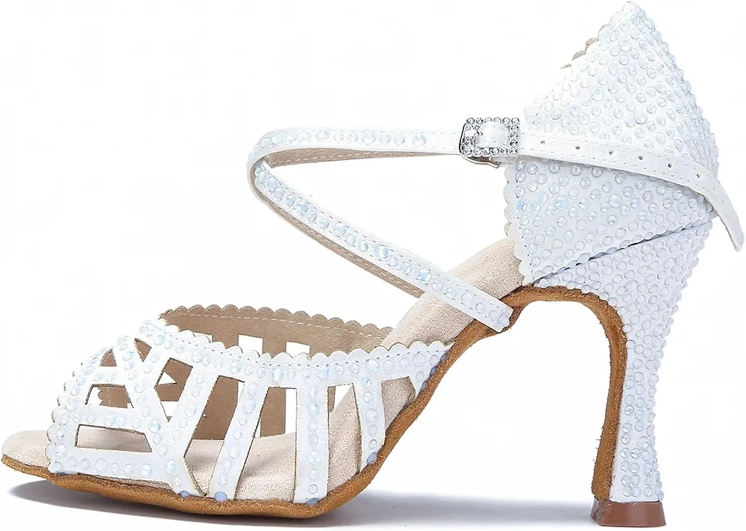 Women's White Jazz Latin Dance Shoes - Salsa Tango Ballroom Wedding Sandals, 5CM/2Inch Heel Height