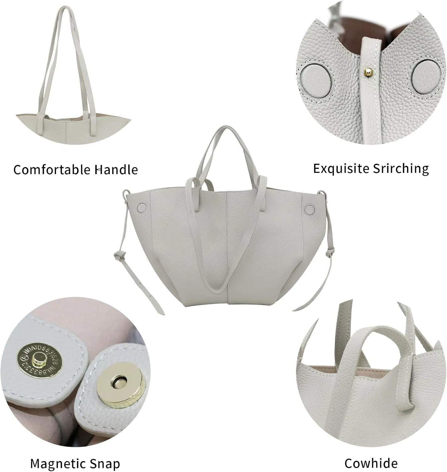 Work Bag Faux Leather Tote Bag for Women Trendy Handbag Purse Fall Shoulder Bag with Magnetic Closure