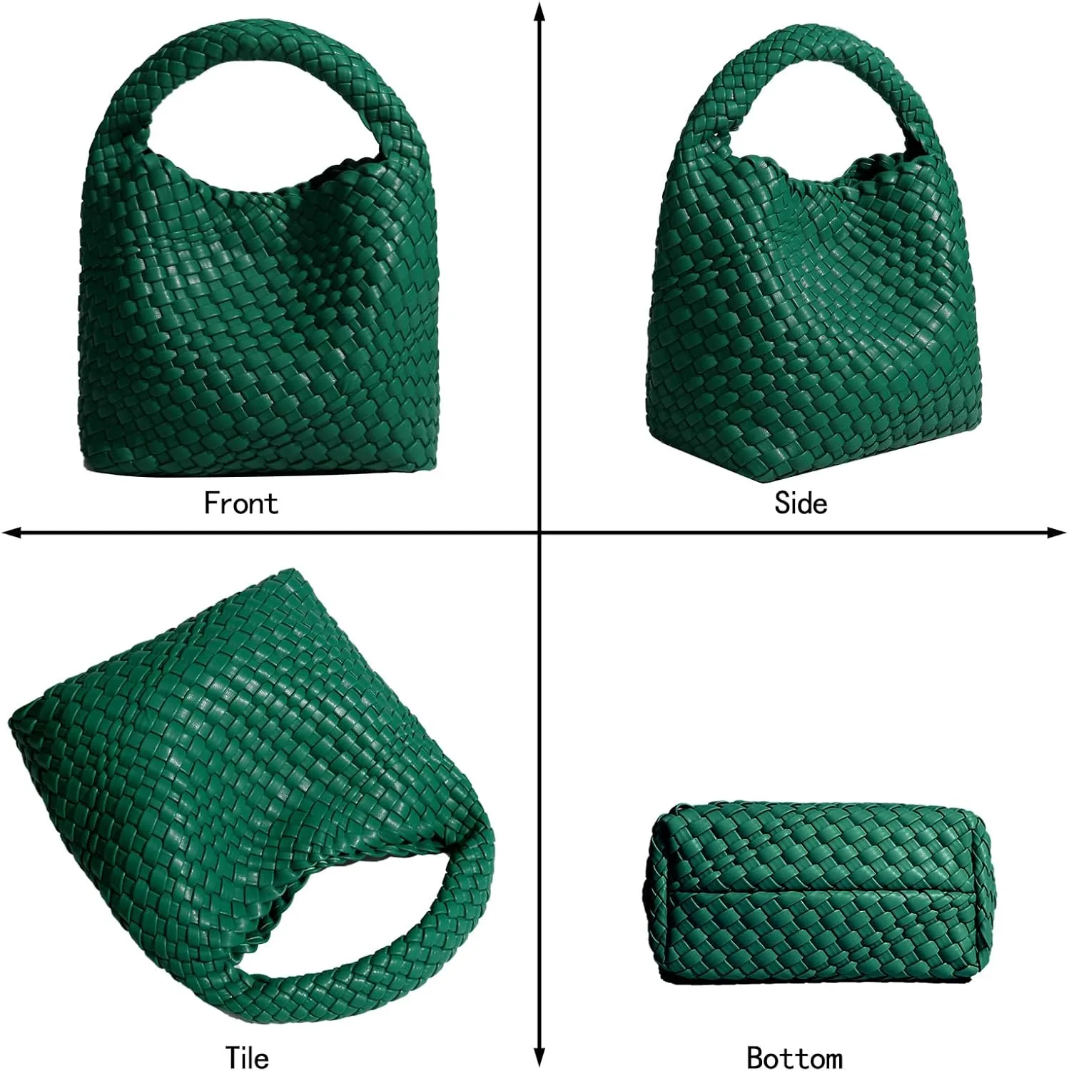Woven Tote Bag For Women, Soft Foldable Top-Handle Wristlet Bag, Fashion Hobo Handbag, Composite Bag with Coin Purse