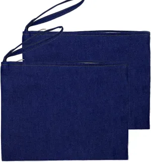 Wristlet Cotton Canvas Zipper Cosmetic Bag Makeup Bags Tool Organizer with Cotton Lining 20x28cm, 7.87"x11.02", Denim Blue