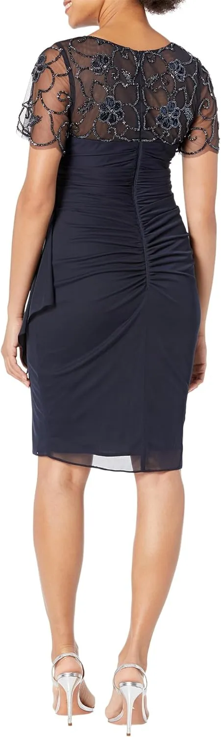 Xscape Short Sheer Matte Jersey Beaded Top