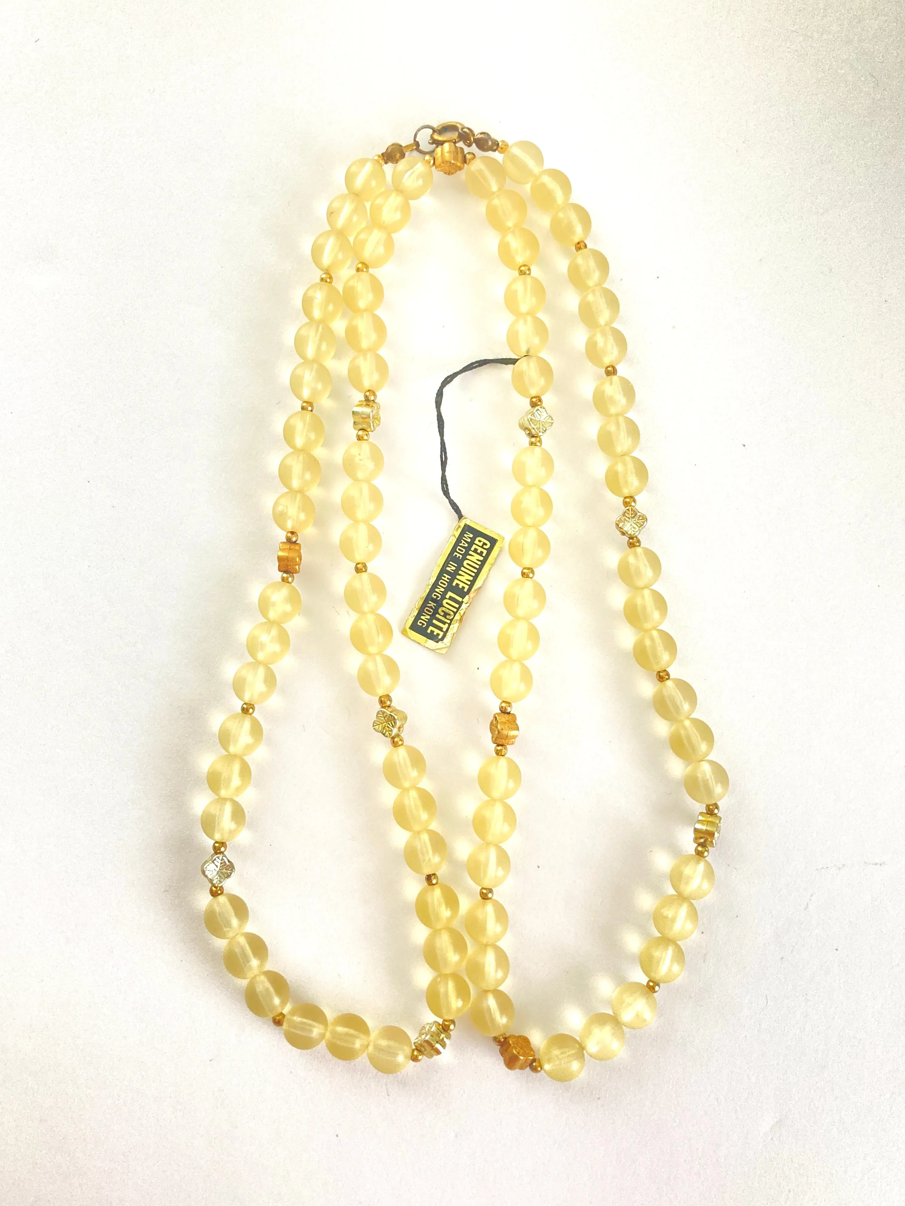 Yellow Frosted Lucite Beaded Necklace
