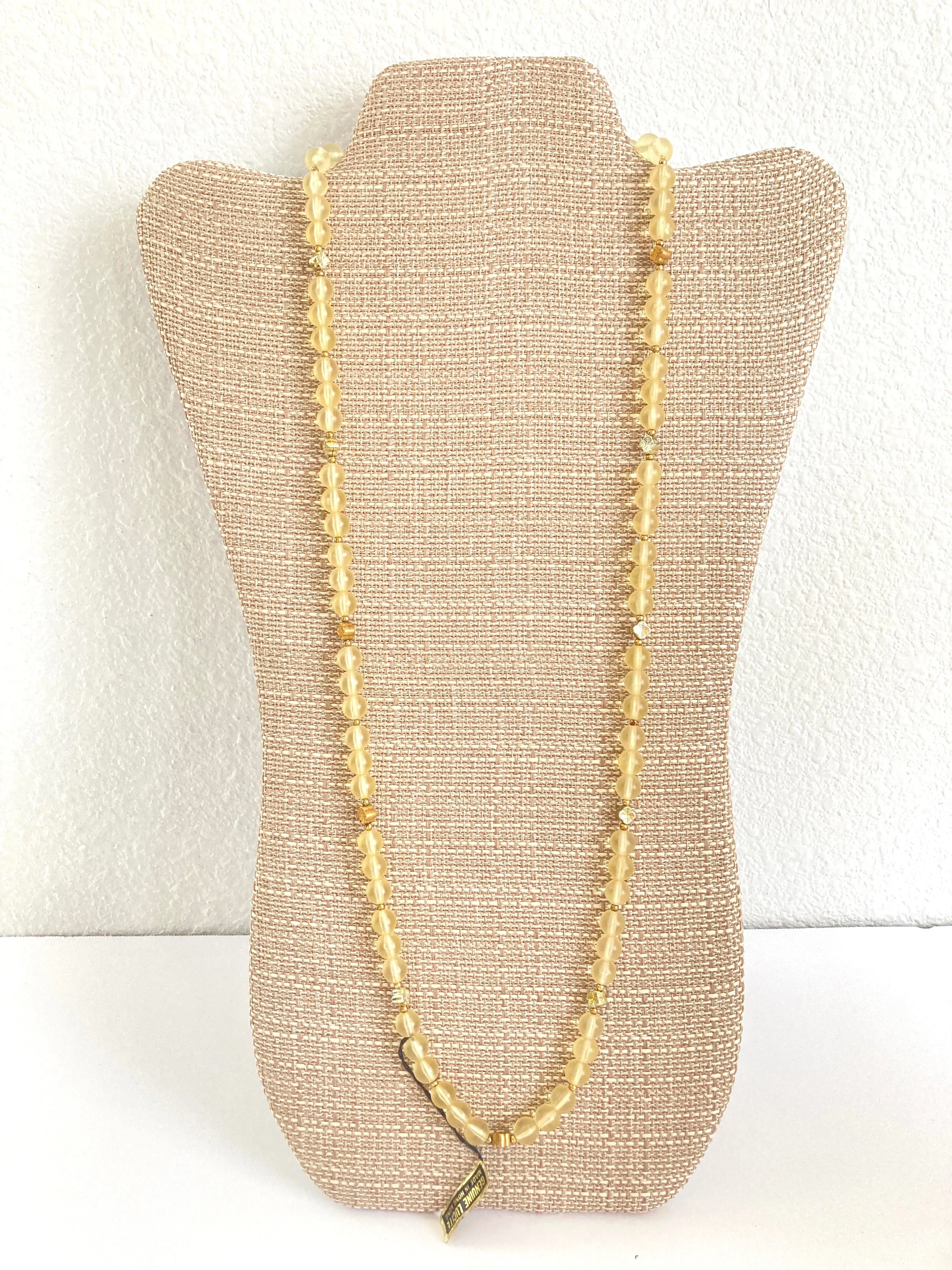 Yellow Frosted Lucite Beaded Necklace
