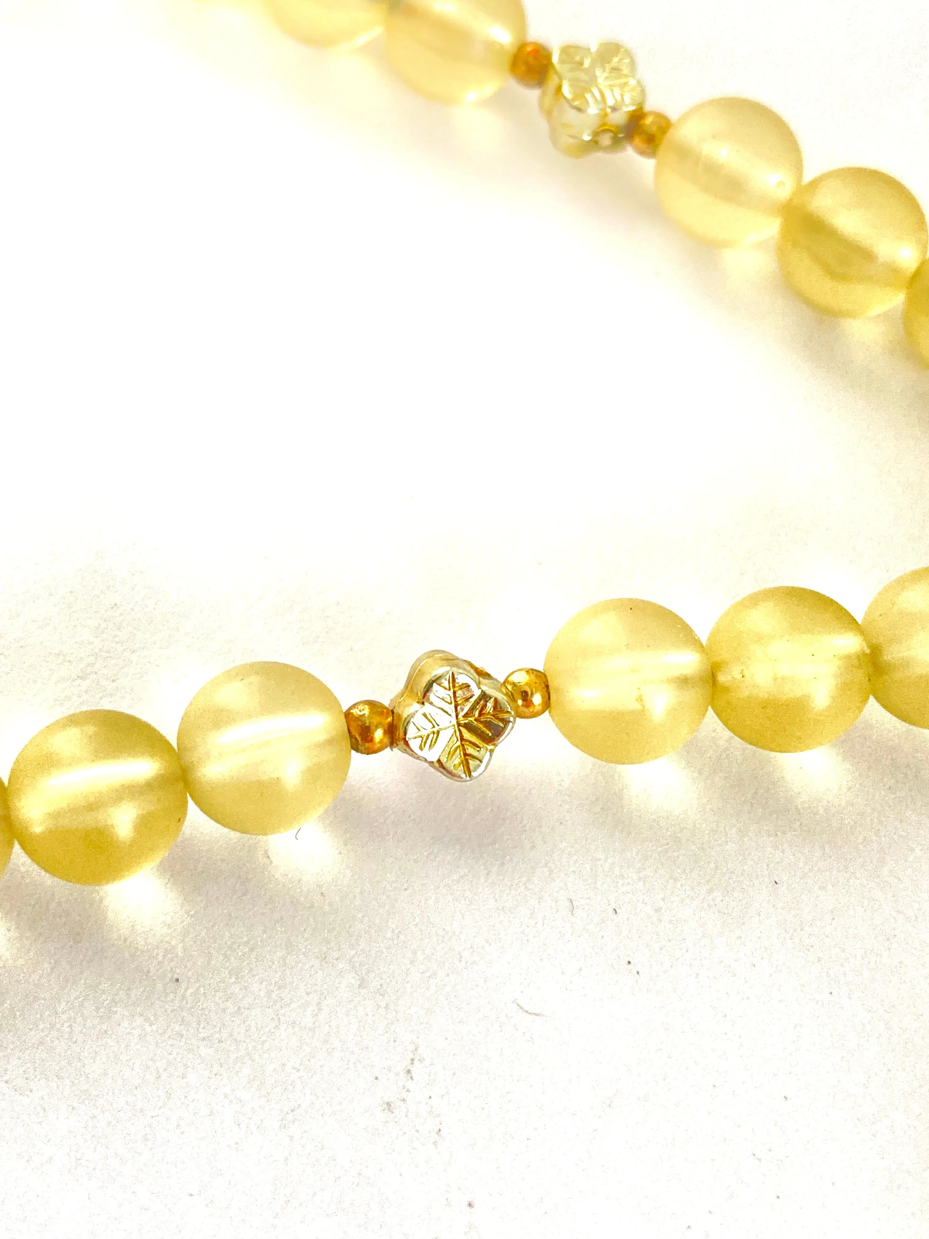 Yellow Frosted Lucite Beaded Necklace