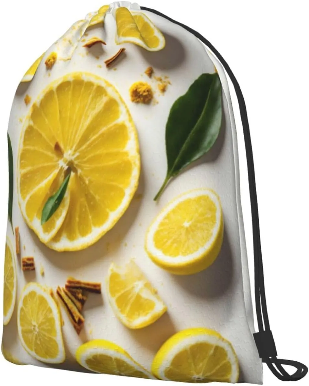 Yellow Lemon Drawstring Cinch Backpack Polyester Sack Pack String Bag For Hiking Camping Adventure