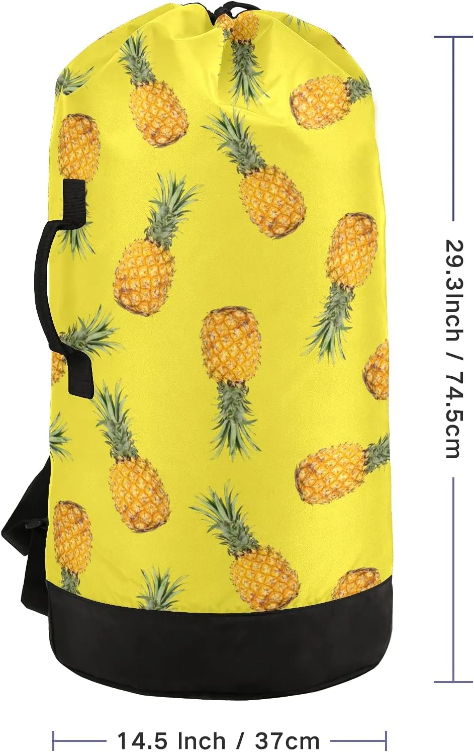 Yellow Pineapple Laundry Bag Large Heavy Duty Laundry Backpack with Shoulder Straps Waterproof Laundry bag for Traveling Camp Dirty Clothes Organizer for College Students