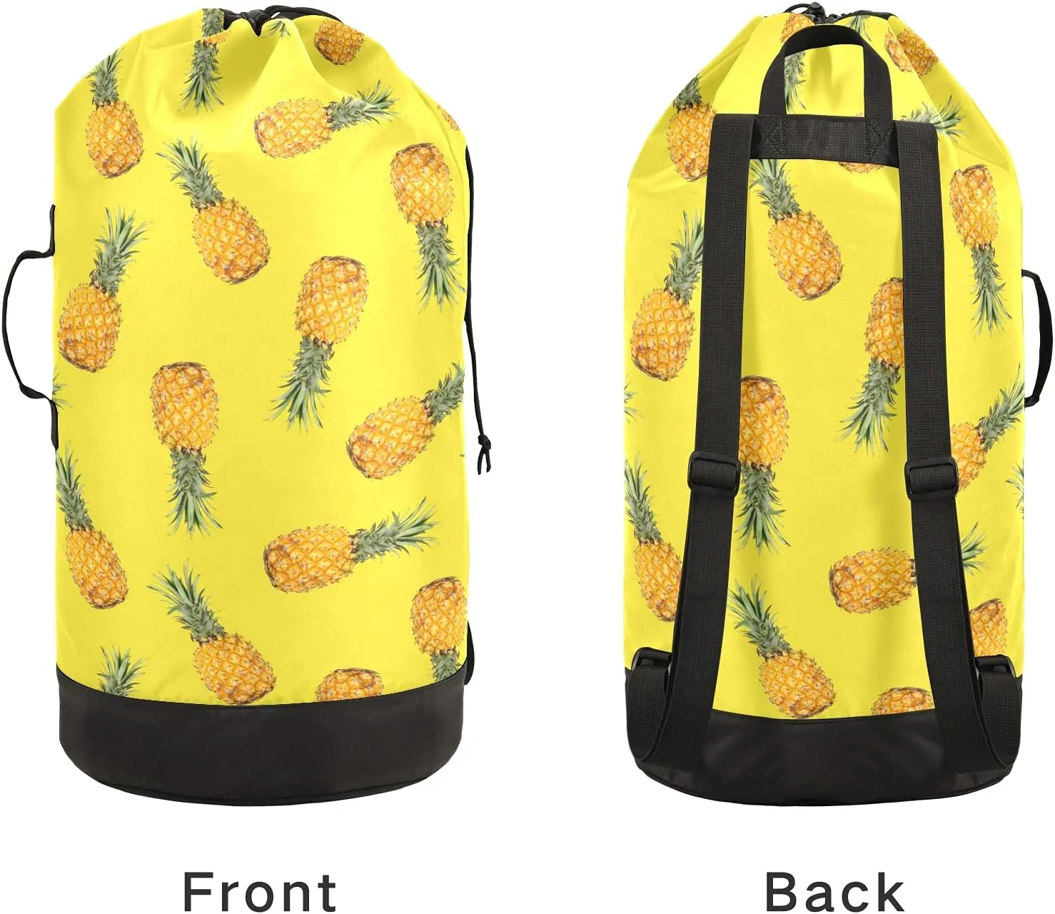Yellow Pineapple Laundry Bag Large Heavy Duty Laundry Backpack with Shoulder Straps Waterproof Laundry bag for Traveling Camp Dirty Clothes Organizer for College Students