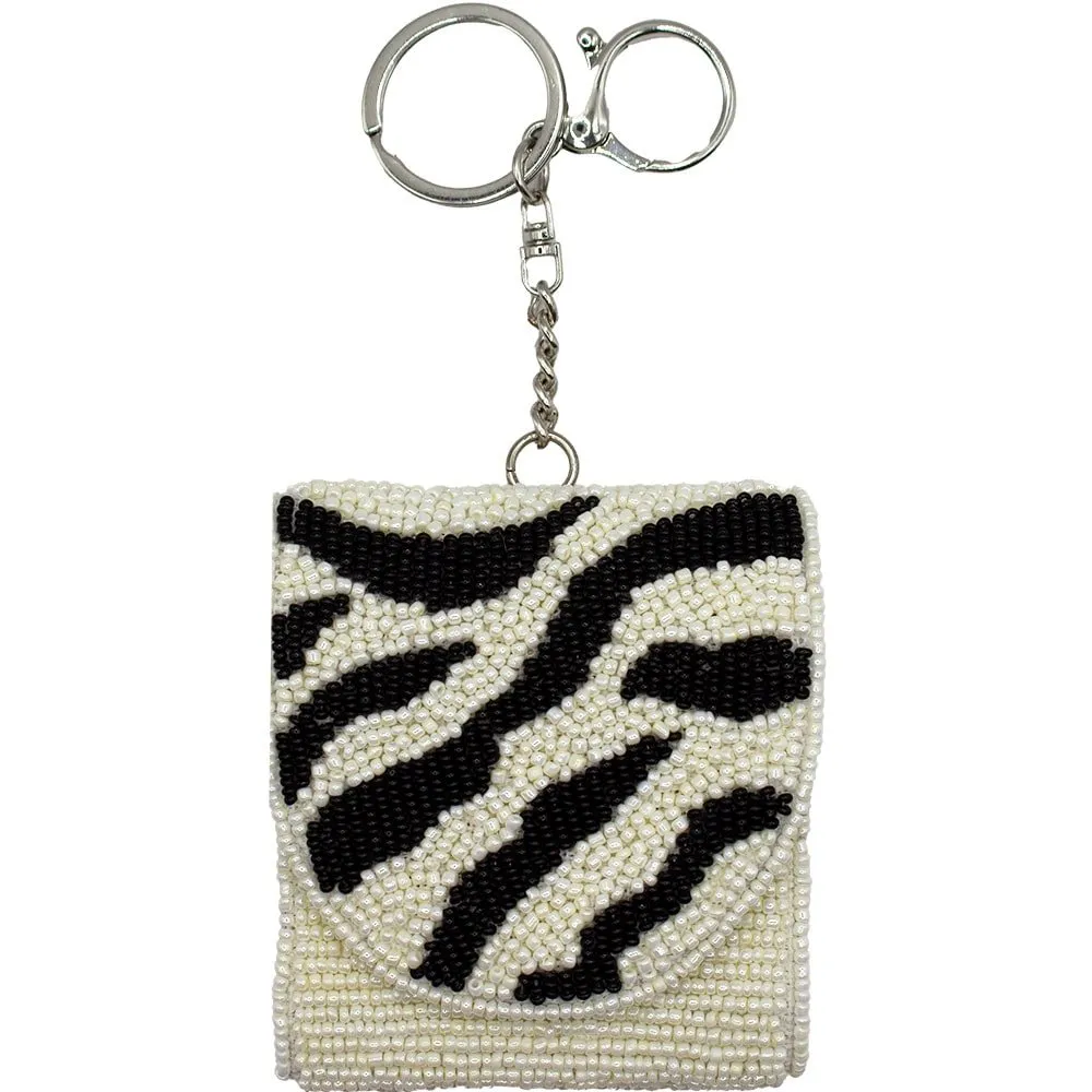 Zebra Beaded AirPod Holder/Keychain