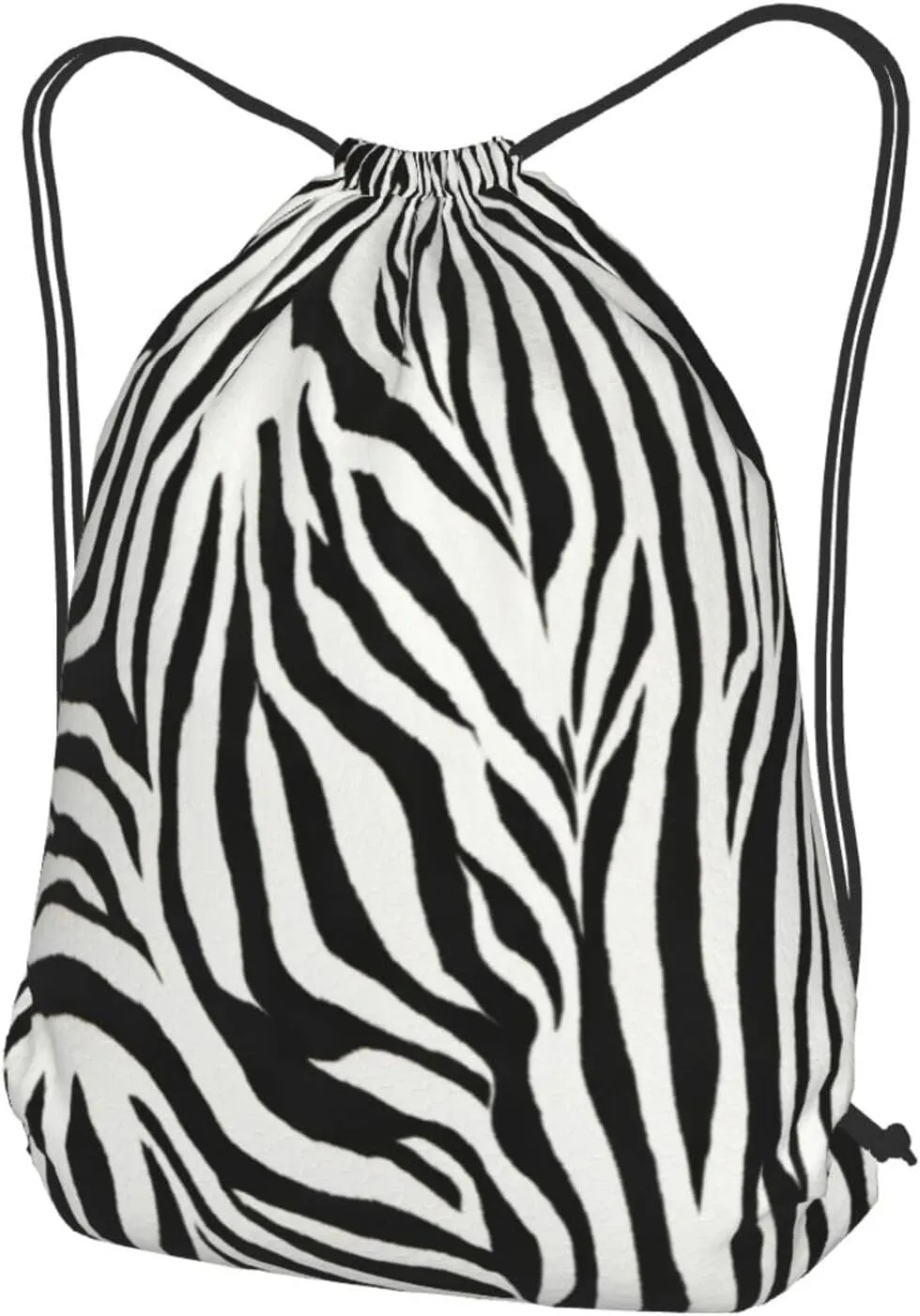 Zebra Print Drawstring Cinch Backpack Polyester Sack Pack String Bag For Hiking Camping Adventure