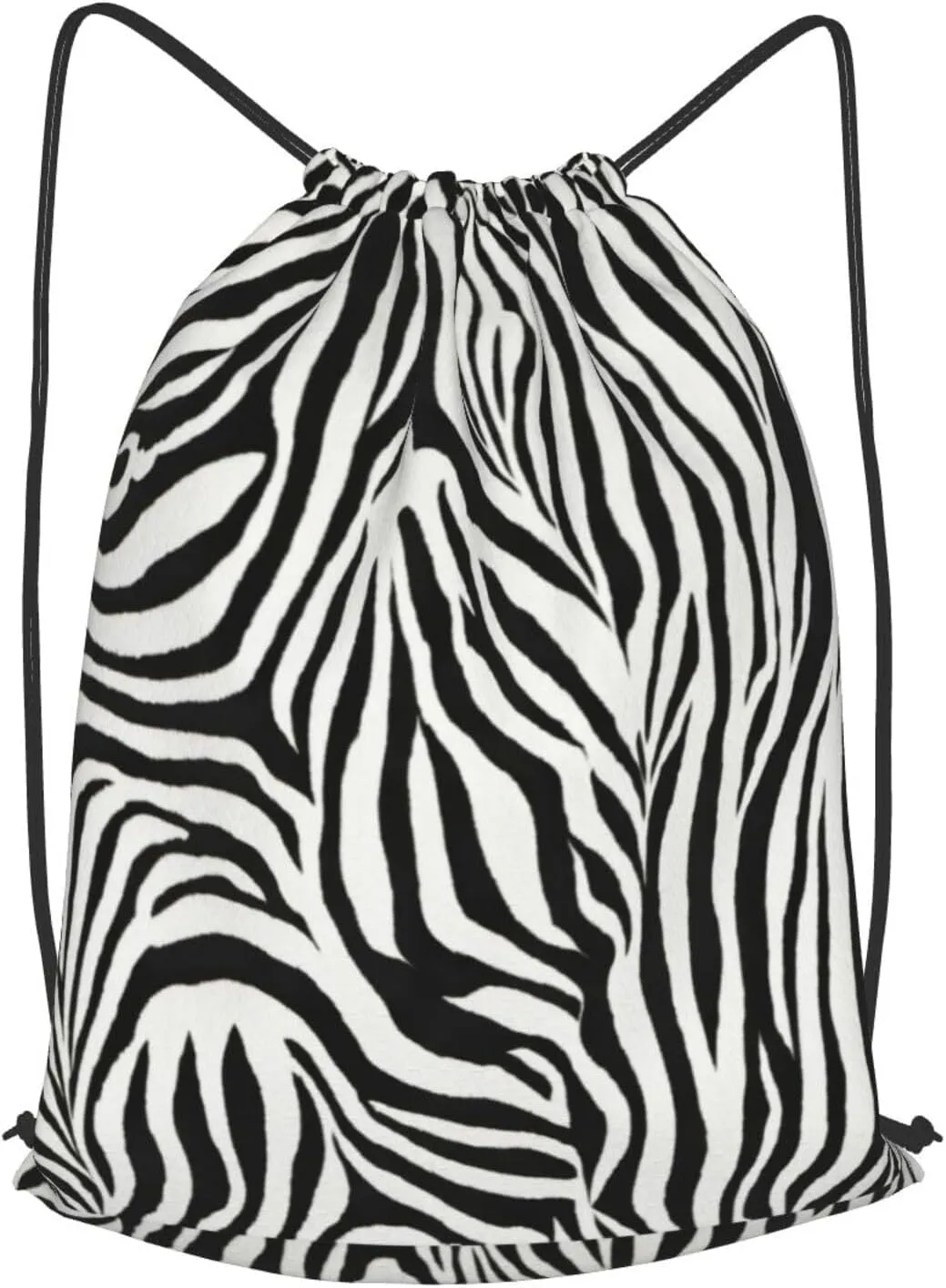 Zebra Print Drawstring Cinch Backpack Polyester Sack Pack String Bag For Hiking Camping Adventure