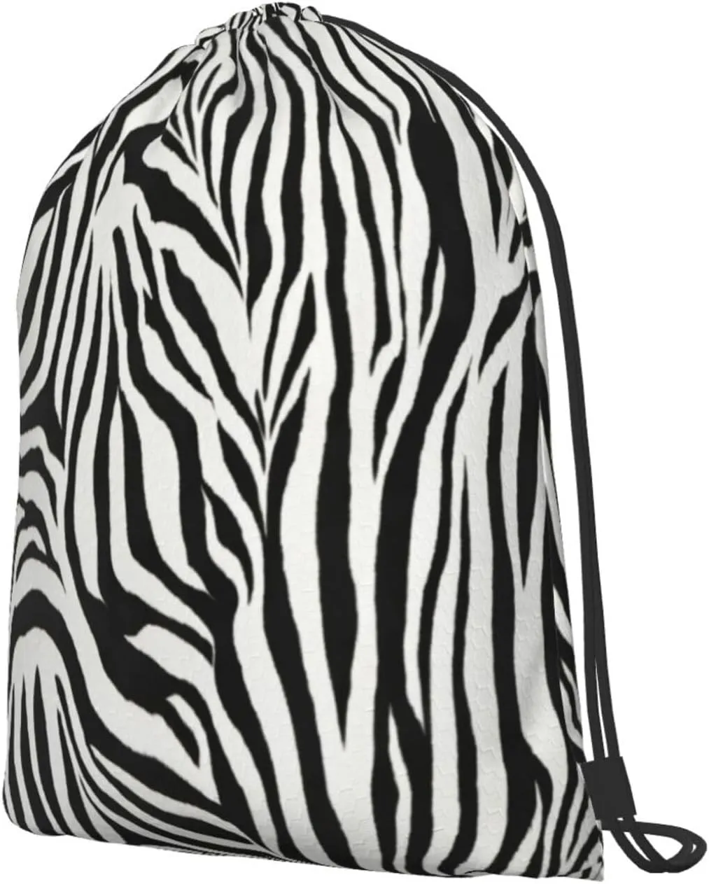 Zebra Print Drawstring Cinch Backpack Polyester Sack Pack String Bag For Hiking Camping Adventure