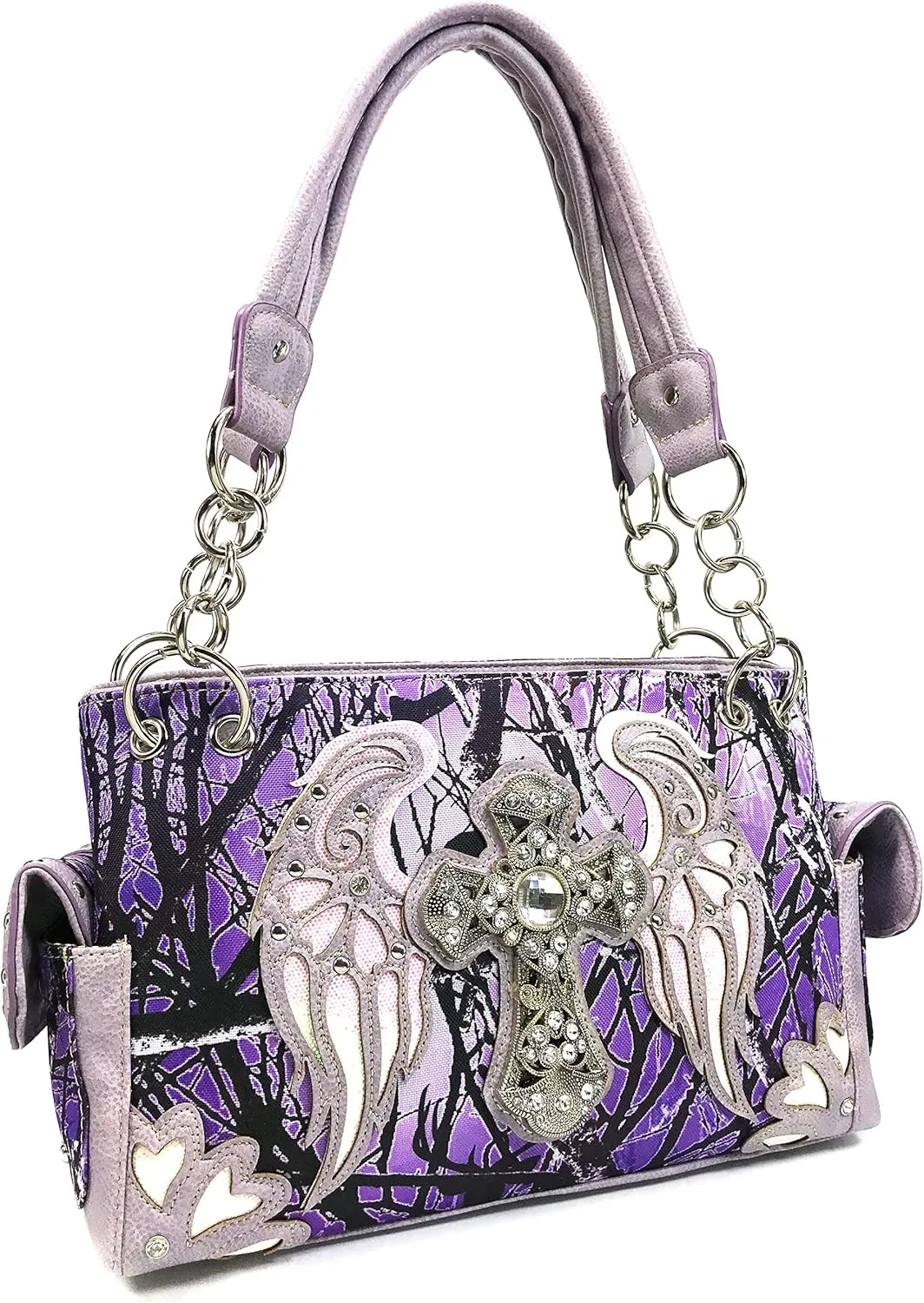 Zelris Camouflage Shine Glow Cross Wings Women Conceal Carry Handbag