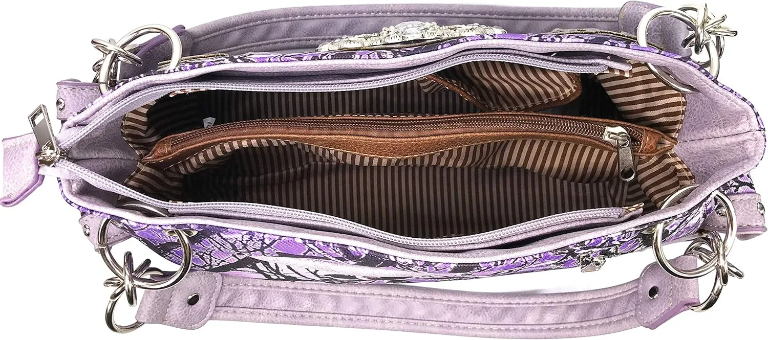 Zelris Camouflage Shine Glow Cross Wings Women Conceal Carry Handbag